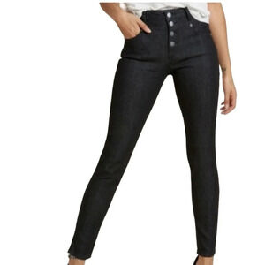 Modcloth Women's Karaoke High Rise Button Fly Skinny Jeans Size 4 Black Pockets